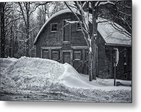 Putney Vermont Metal Print featuring the photograph Putney Falls Barn Black and White by Tom Singleton
