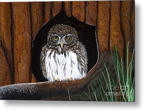 Owl Metal Print featuring the painting Pygmy Owl by Jennifer Lake