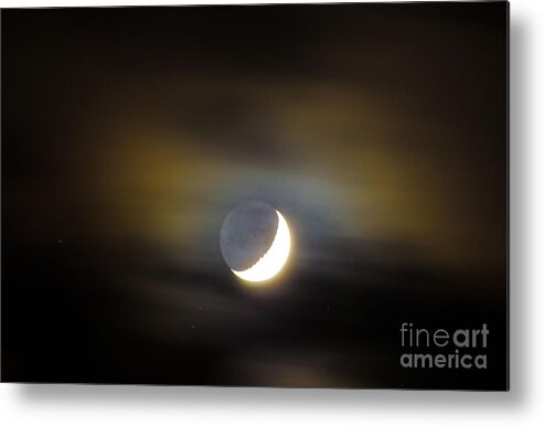 Moon Metal Print featuring the photograph Quarter Moon by Judy Wolinsky