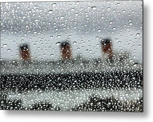 Large Metal Print featuring the photograph Queen Mary Braces For a Storm By Denise Dube by Denise Dube