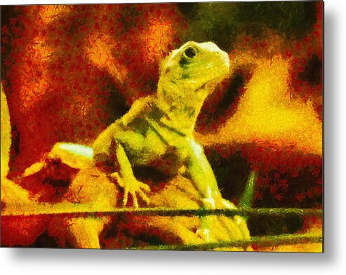 Lizard Metal Print featuring the painting Queen of the Reptiles by Inspirowl Design