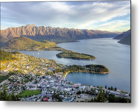 Water Metal Print featuring the photograph Queenstown Sunset by Alexey Stiop