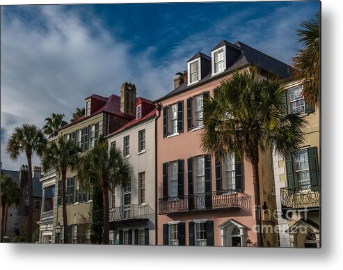 Rainbow Row Metal Print featuring the photograph Rainbow Row in December by Dale Powell