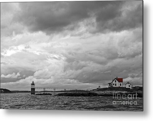 Tinted Metal Print featuring the photograph Ram Island BW by Brenda Giasson