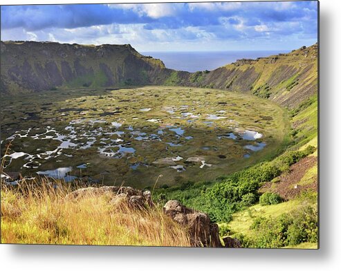Tranquility Metal Print featuring the photograph Rano Kau Crater, Rapa Nui by 27ray Ii