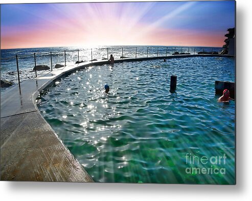 Photography Metal Print featuring the photograph Rays of Sunshine over Beach Pool by Kaye Menner by Kaye Menner