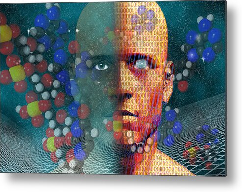 Binary Code Metal Print featuring the digital art Rebirth by Carol and Mike Werner