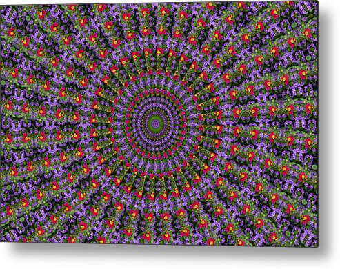 Abstract Metal Print featuring the digital art Red and Purple Flowers by Crystal Wightman