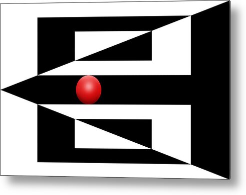 Abstract Metal Print featuring the digital art Red Ball 3 by Mike McGlothlen