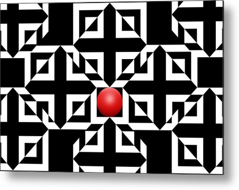 Abstract Metal Print featuring the digital art Red Ball 5 by Mike McGlothlen