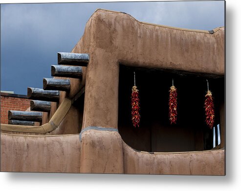 Chile Metal Print featuring the photograph Red Chile Ristras Santa Fe by Carol Leigh