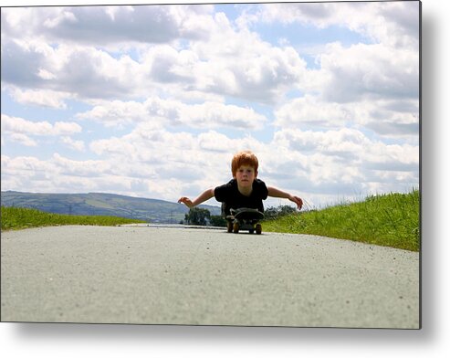 Dublin Metal Print featuring the photograph Red Headed Boy Skateboarding by Image by Catherine MacBride