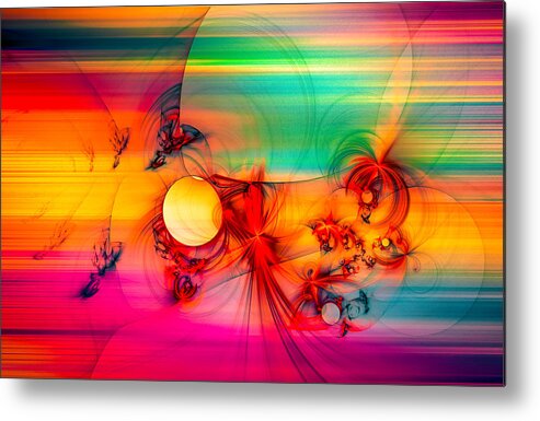 Abstract Metal Print featuring the digital art Red Rabbit by Modern Abstract
