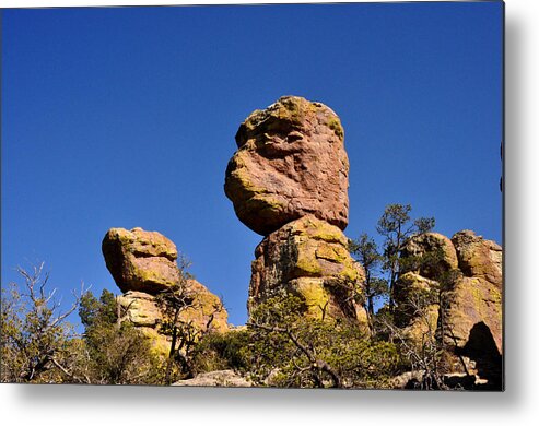 Mountain Photography Metal Print featuring the photograph Red rocks in the Chiracahua Mountains by Diane Lent