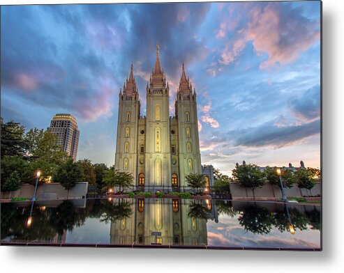 Salt Lake Temple Metal Print featuring the photograph Reflecting on Faith by Dustin LeFevre