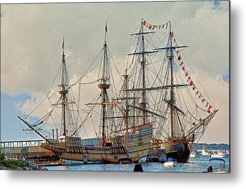 Replica Ship Metal Print featuring the photograph Replica Ships Mayflower and HMS Bounty by Constantine Gregory