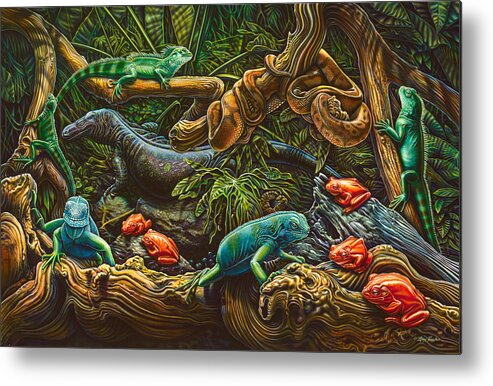 Larry Taugher Metal Print featuring the painting Reptile Study by JQ Licensing