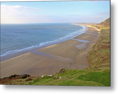 Gower Peninsular Metal Print featuring the photograph Rhossili Beach Gower Coast Landscape by Jayneburfordphotography