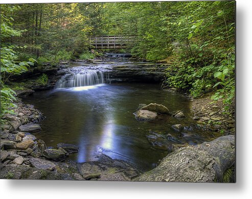 Ricketts Glen Metal Print featuring the photograph Ricketts Glen Bridge by Michael Donahue