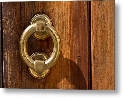 Closeup Metal Print featuring the photograph Ring on the door by Raimond Klavins