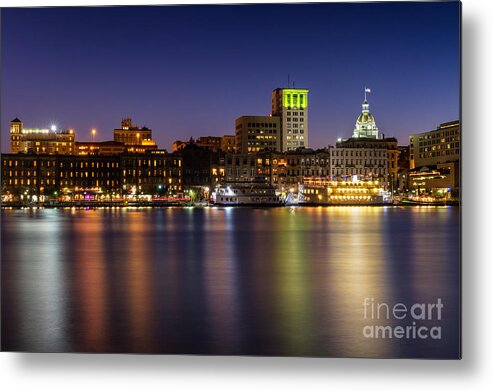 Savannah Metal Print featuring the photograph River Street at Twilight Savannah Georgia by Dawna Moore Photography