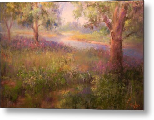 Landscape Metal Print featuring the pastel River Walk Major by Bill Puglisi