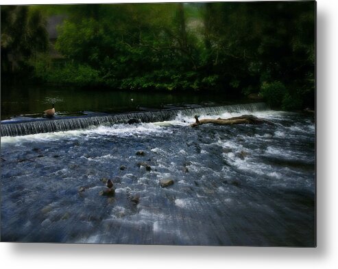 Garden Metal Print featuring the photograph River Wye Waterfall - In Peak District - England by Doc Braham