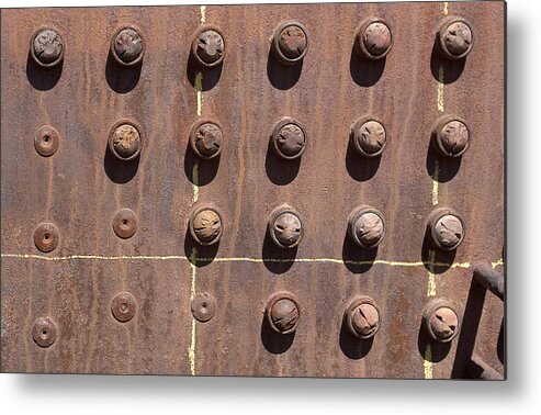 Chama Metal Print featuring the photograph Chama -rivets on steam engine boiler by Steven Ralser