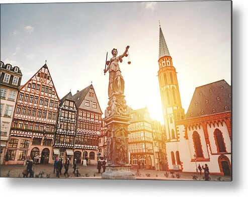 New Town Hall Metal Print featuring the photograph Römerberg Old Town Square in Frankfurt, Germany by Serts