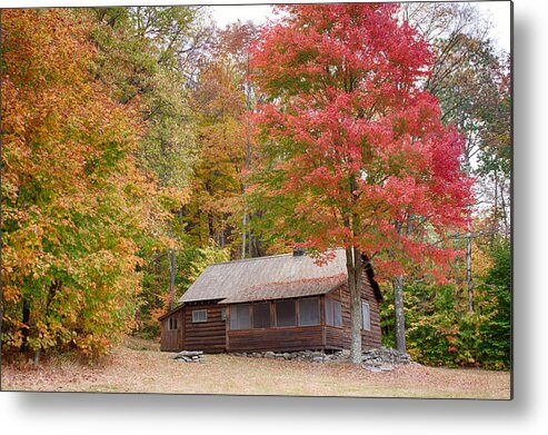Robert Frost Metal Print featuring the photograph Robert Frost cabin in autumn by Jeff Folger