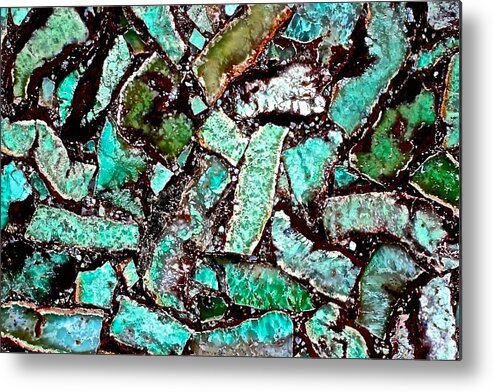 Rock Metal Print featuring the photograph Blue Green Bacon Stone by Debra Amerson