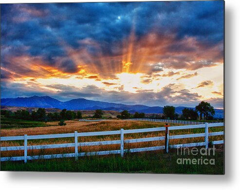 Sunset Metal Print featuring the photograph Rocky Mountain Country Beams Of Sunlight by James BO Insogna