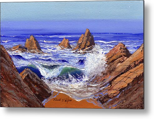 Rocky Shore Metal Print featuring the painting Rocky Shore by Frank Wilson