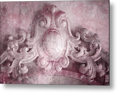 Rococo Metal Print featuring the photograph Rococo Wood Carving In Pink by Suzanne Powers