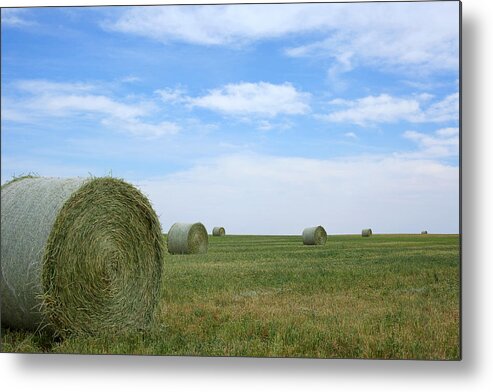 Hay Bales Photograph Metal Print featuring the photograph Rollin' Rollin' Rollin' by Jim Garrison