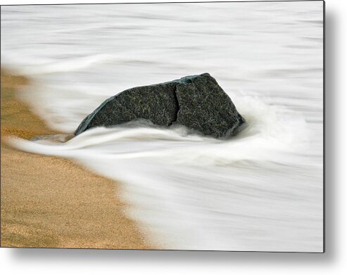 Gateway National Recreation Metal Print featuring the photograph Surf Caresses A Lonely Stone by Gary Slawsky