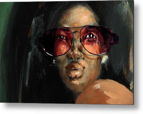 Mixed Media Metal Print featuring the mixed media Rose Colored Glasses by Jim Vance