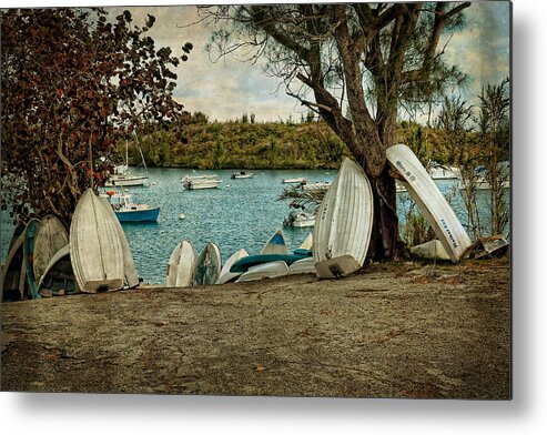Row Boats Metal Print featuring the photograph Row of Row Boats by Lucinda Walter