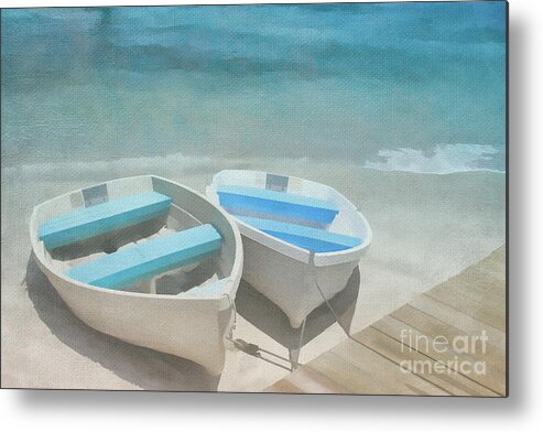 Rowboats Metal Print featuring the digital art Rowboat Blues by Jayne Carney