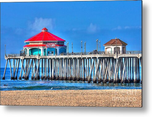 Ruby's Surf City Diner Metal Print featuring the photograph Ruby's Surf City Diner - Huntington Beach Pier by Jim Carrell