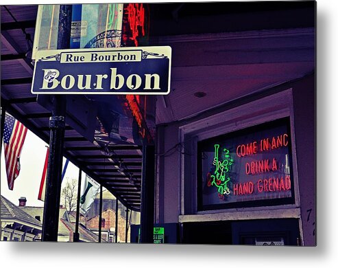 Neon Sign Metal Print featuring the photograph Rue Bourbon Street by Jeanne May