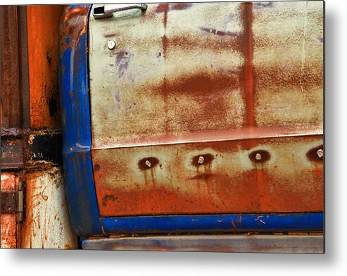 Truck Metal Print featuring the photograph Rust and Blue by Toni Hopper