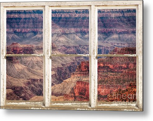 Grand Canyon Metal Print featuring the photograph Rustic Window View Into The Grand Canyon by James BO Insogna