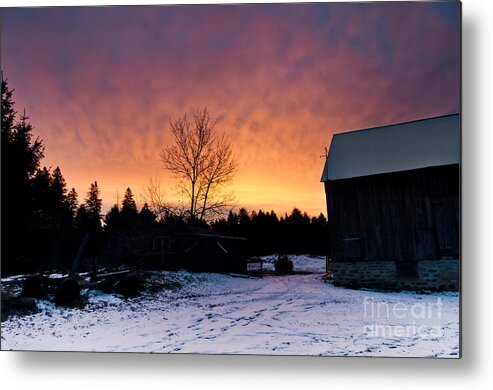 Sunrise Metal Print featuring the photograph Rustic Winter Sunrise by Cheryl Baxter