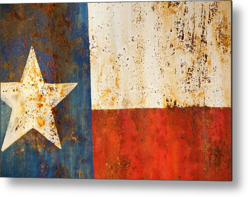 Texas Metal Print featuring the photograph Rusty Texas Flag Rust And Metal Series by Mark Weaver