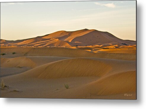 Sahara Dunes sand Dunes Morocco Metal Print featuring the photograph Sahara dunes - early morning by Christopher Byrd