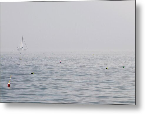 Harbor Metal Print featuring the photograph Sailboat Sailing Into The Fog by Joe Klementovich
