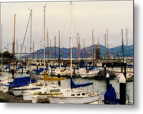 Paintings Metal Print featuring the photograph Sailboats Watercolor by Gary De Capua