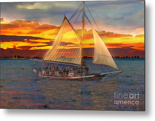 Sailing Metal Print featuring the photograph Sailing At Sunset by Jeff Breiman