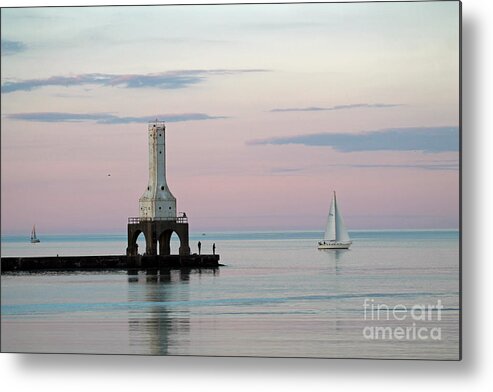 Sailing Metal Print featuring the photograph Sailing in pink and blue 5 by Eric Curtin